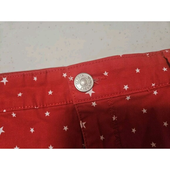 Gloria Vanderbilt Womens Shorts 16 Red with White Stars High Rise Bermuda - Picture 2 of 4
